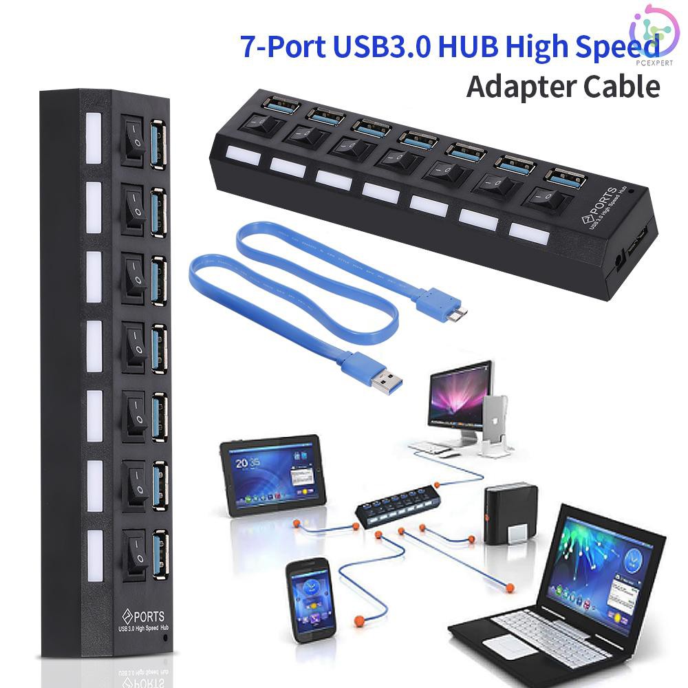 Bộ Chia 7 Cổng Usb 3.0 Kèm Công Tắc Cho Máy Tính