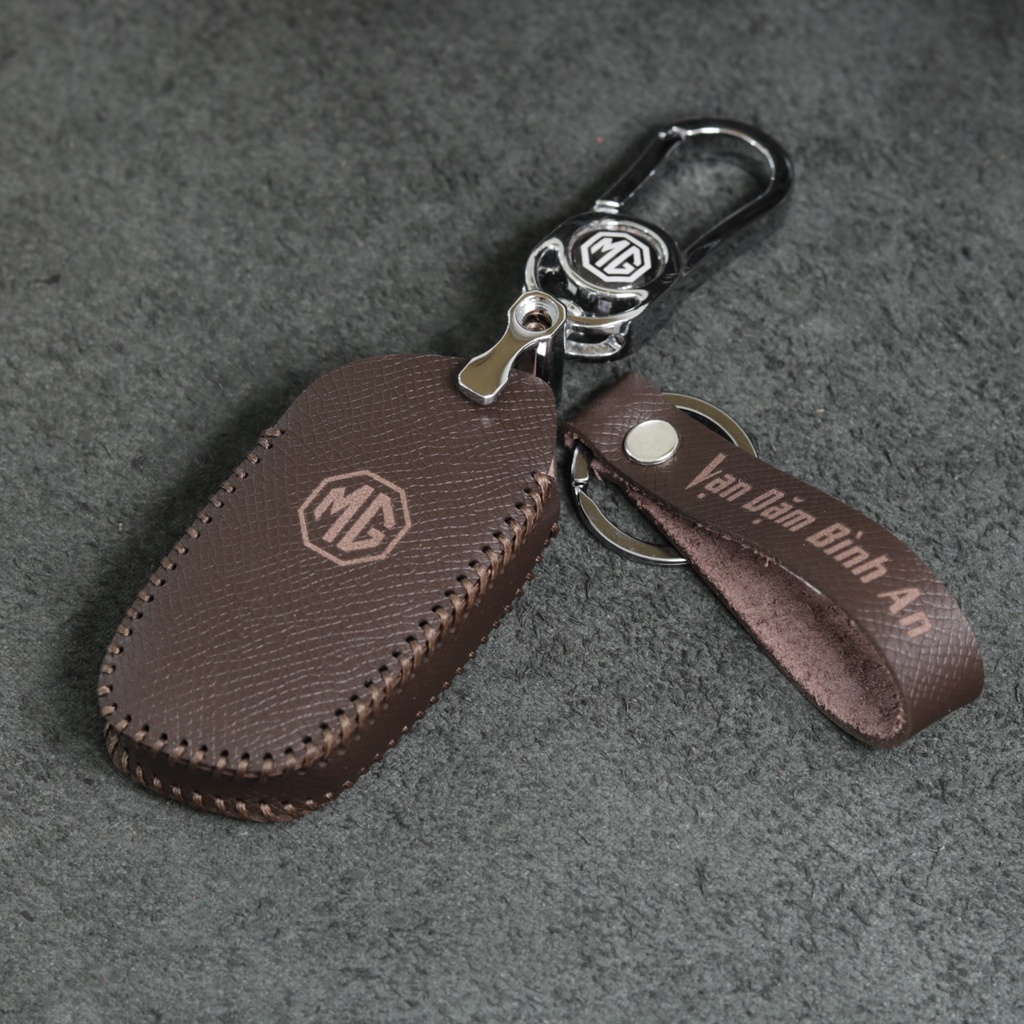 Bao da bọc ốp chìa khoá xe ô tô MG ZS, MG5, MG HS da bò nhiều màu khâu thủ công MG