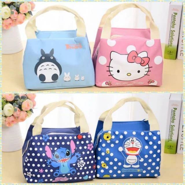 Túi Đựng Hộp Cơm Trưa F95 In Hình Totoro Doraemon Đáng Yêu