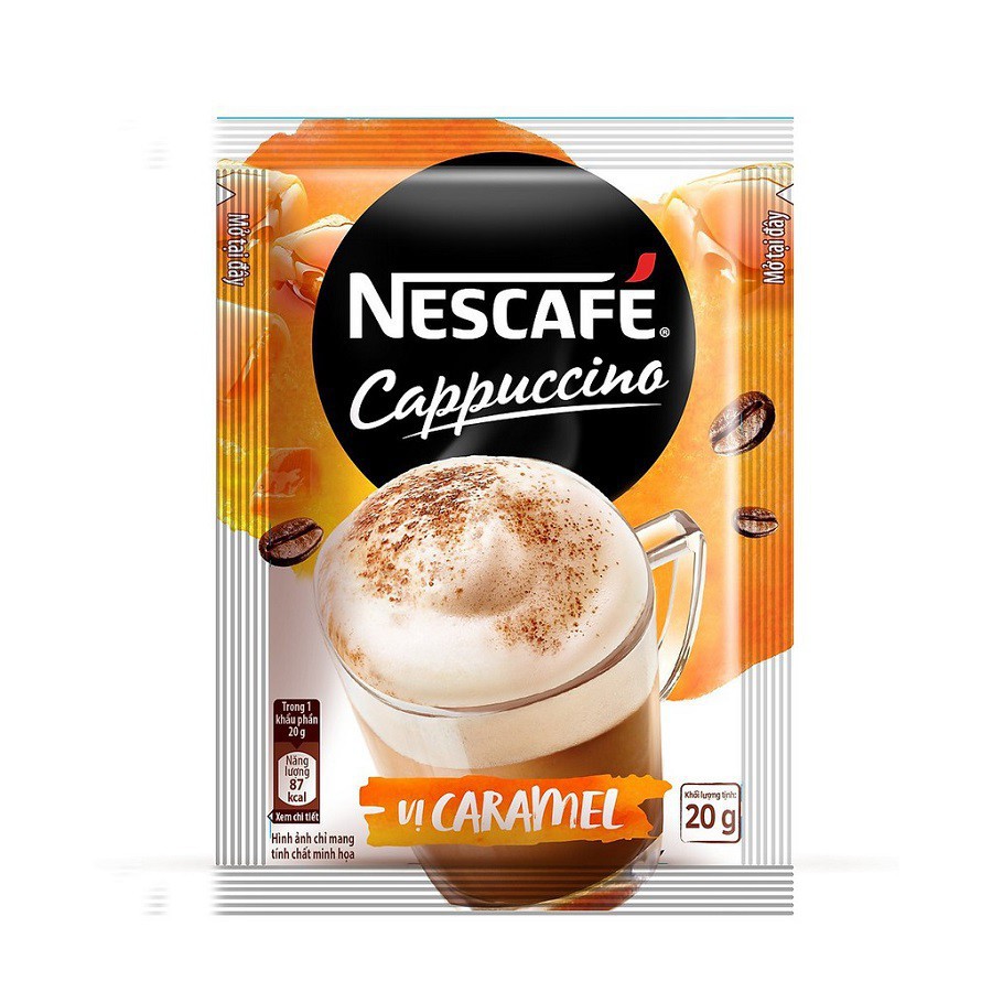 Combo 3 hộp Cà phê hòa tan NESCAFÉ Cappuccino Vị Caramel (hộp 10 gói x 20 g) x3