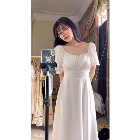 (SALE TẬN GỐC) Đầm Nữ Voan Xếp Ly Ngực Tay Phồng Váy Nữ Thắt Dây Sau Lưng Hai Lớp Siêu Đẹp (Ảnh thật ở cuối)