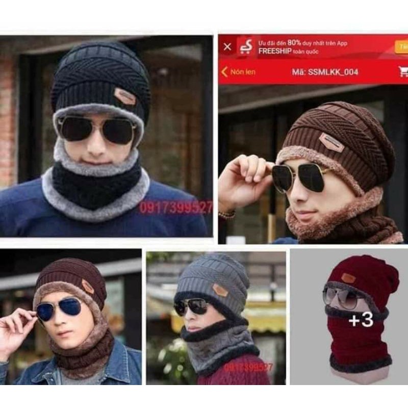 Mũ len kèm khăn cho nam và nữ