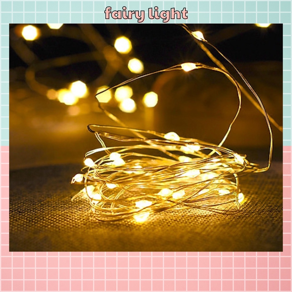 Đèn fairy light 2 mét chạy pin an toàn, tặng kèm pin