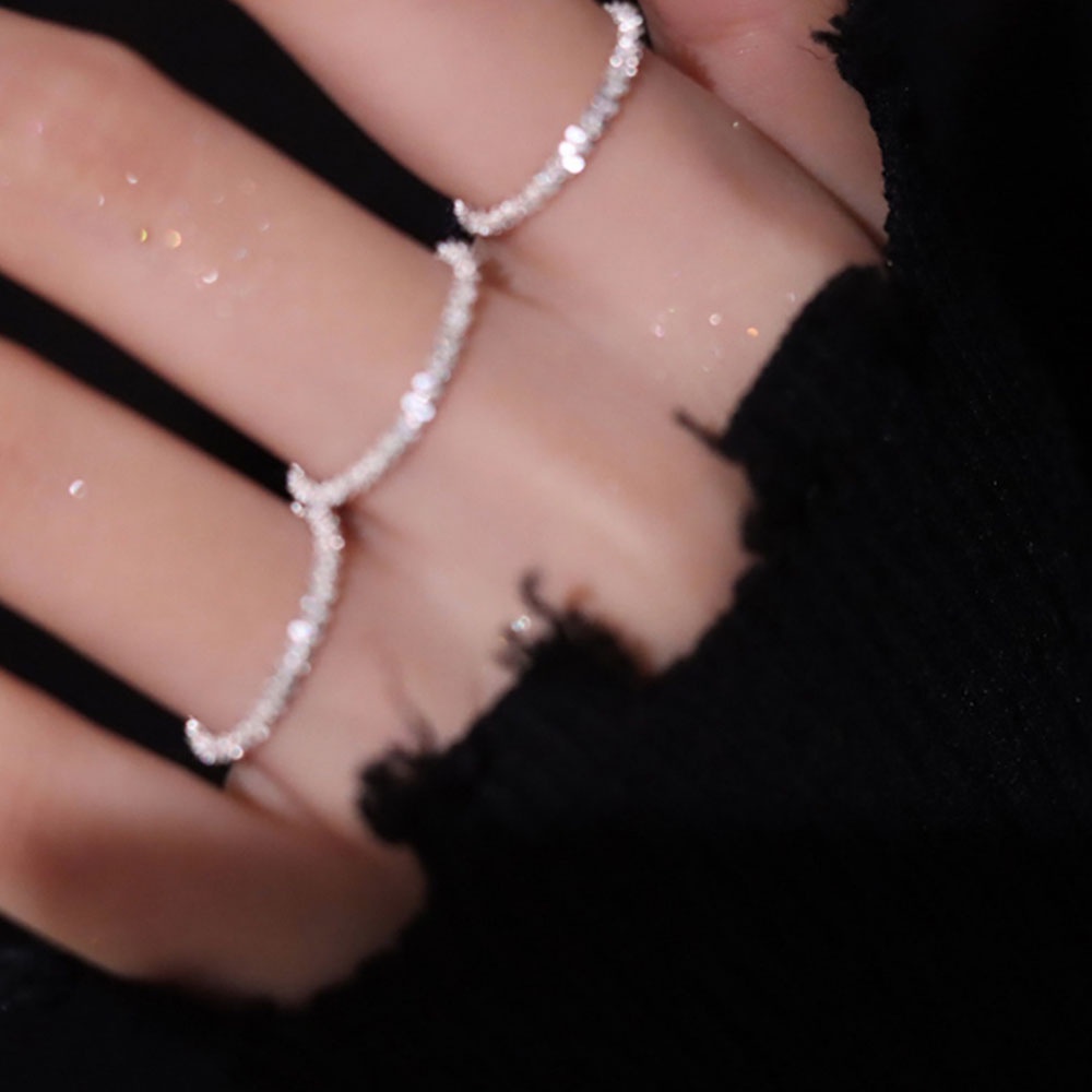 Nhẫn Bạc Lấp Lánh Đơn Giản Thời Trang Hàn Quốc Cho Nữ