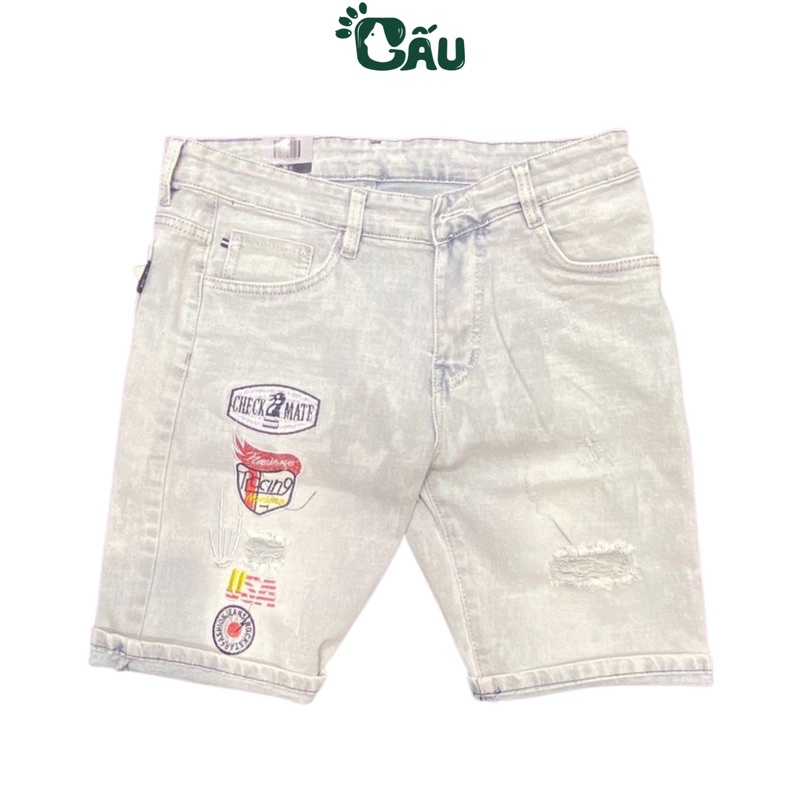 Quần short jean nam Gấu 194 vải jeans bò co dãn, mềm mịn form slimfit 222 - 180
