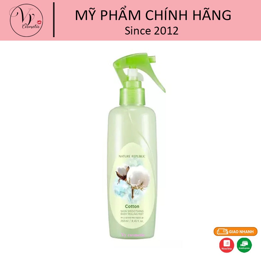 Xịt tẩy da chết toàn thân Nature Republic SKIN SMOOTHING BODY PEELING MIST COTTON 250ml