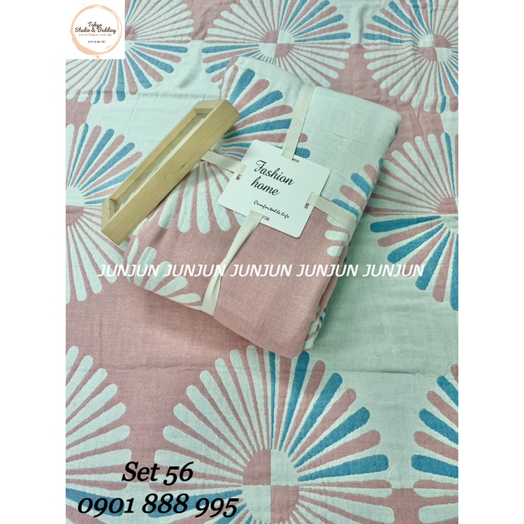 N28_SET Chăn Ga Gối vải Xô Organic cotton dòng Basic