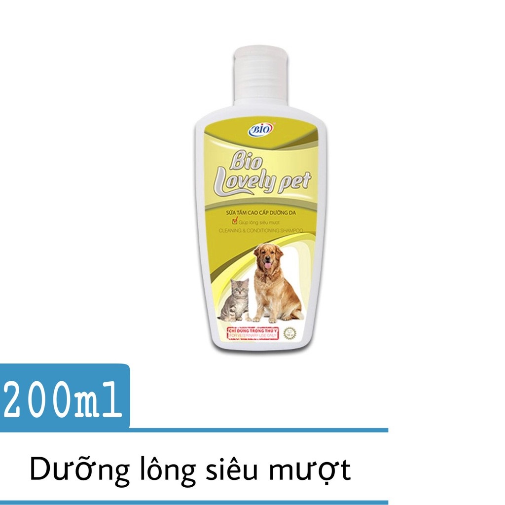 SỮA TẮM CHÓ MÈO Bio Lovely Pet mượt lông khử mùi hôi Chai 200ml Xuất xứ Việt Nam