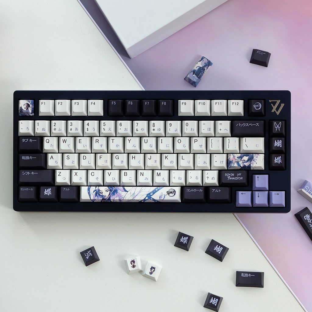 137 Nắp phím họa tiết bướm profile Cherry bằng PBT in nhiệt bố cục ANSI cho bàn phím cơ chơi game Cherry MX Switch