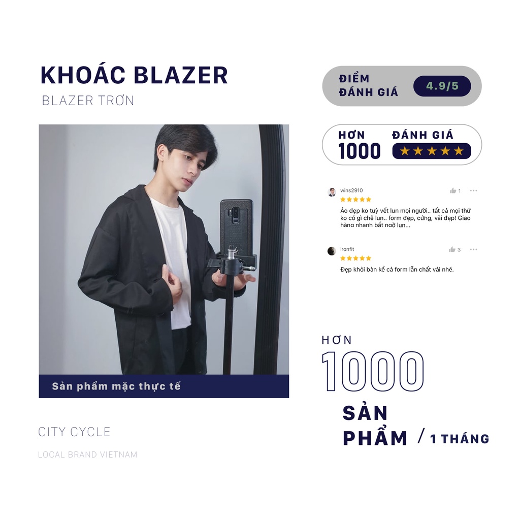 Áo khoác Blazer kaki vest City Cycle unisex form rộng nam nữ oversize Local Brand