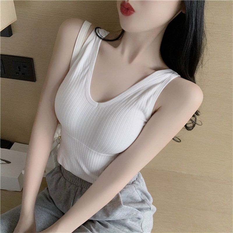 Áo Lót  Bra Cotton Tăm Thân Lỡ Có Mút Ngực V90
