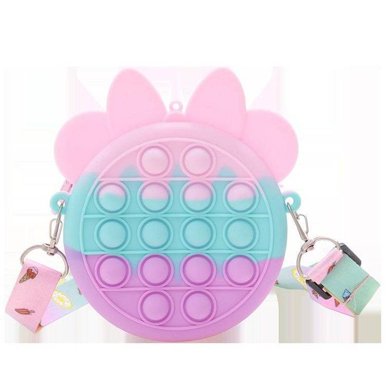 Pop It Rainbow Press by Le Silicone Decompression Bag Children's Coin Purse Cute Minnie Messenger Bag Snack Bag