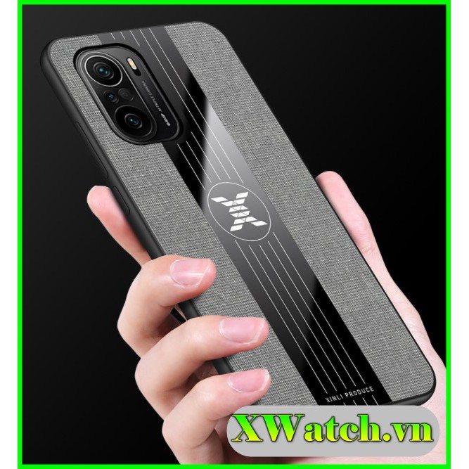Ốp lưng vải jean Xiaomi Redmi K40 / K40 Pro / Mi 11 họa tiết kẻ sọc cao cấp