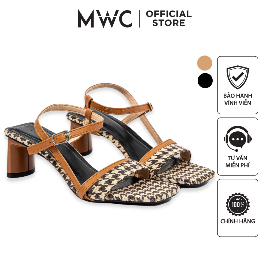 Giày MWC 4271 - Giày Sandal Cao Gót 5cm, Sandal Cao Gót Đế Dẹp, Cao Gót Hở Mũi Cá Tính