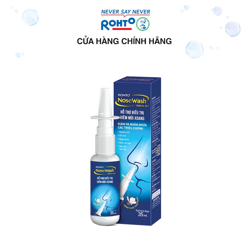 Xịt hỗ trợ điều trị viêm mũi xoang Rohto NoseWash Spray 35ml