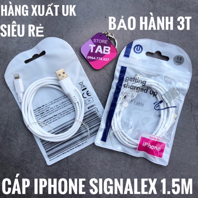 Cáp IPhone Signalex Dài 1.5m Xuất UK - Bảo Hành 3 T