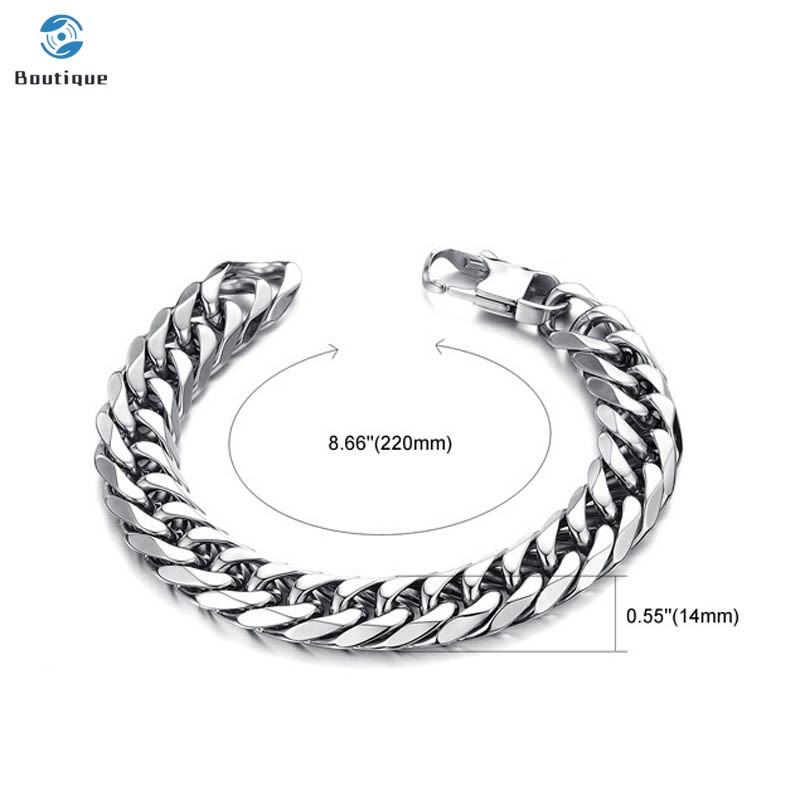 Vòng tay kiểu mắt xích vuông bằng thép titan thời trang cho nam kích thước 8 / 9.5 / 12 / 14mm | BigBuy360 - bigbuy360.vn