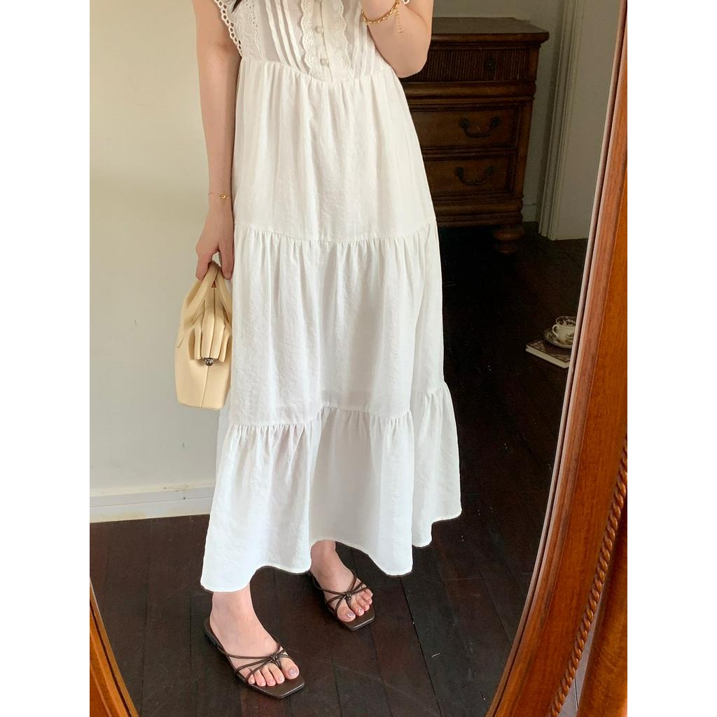 Đầm Ren Không Tay Lưng Cao Cổ V Thời Trang Quý Phái 61773