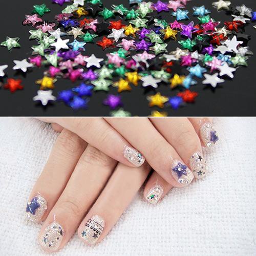 Hộp phụ kiện đính móng trang trí hình ngôi sao 12 màu sắc xinh xắn