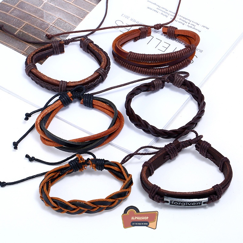 Bộ Vòng Tay Da 6 Chiếc - Thời Trang, Chất Lượng, Vintage