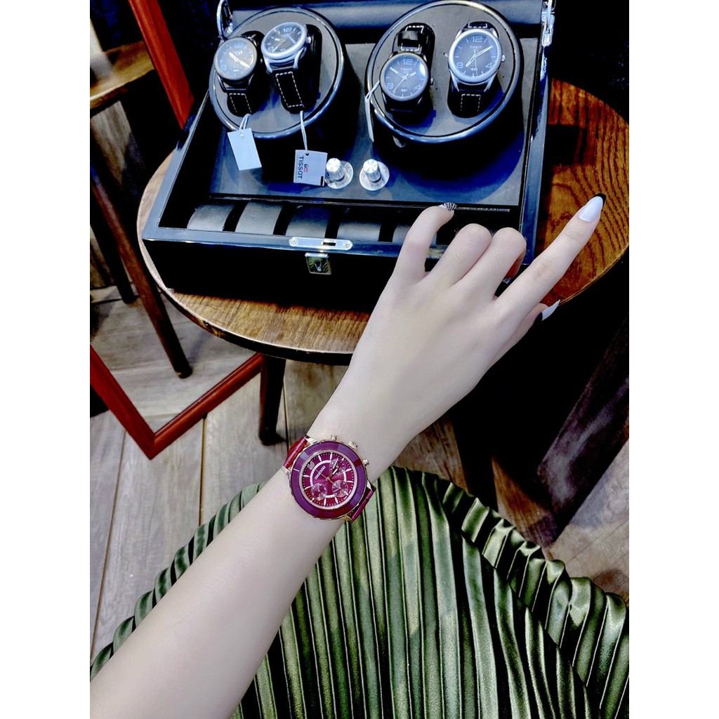 Đồng hồ nữ chính hãng, đồng hồ đeo tay nữ SWAROVSKI full box siêu sang, thiết kế dây da đỏ thời trang siêu hot, cực hot #7