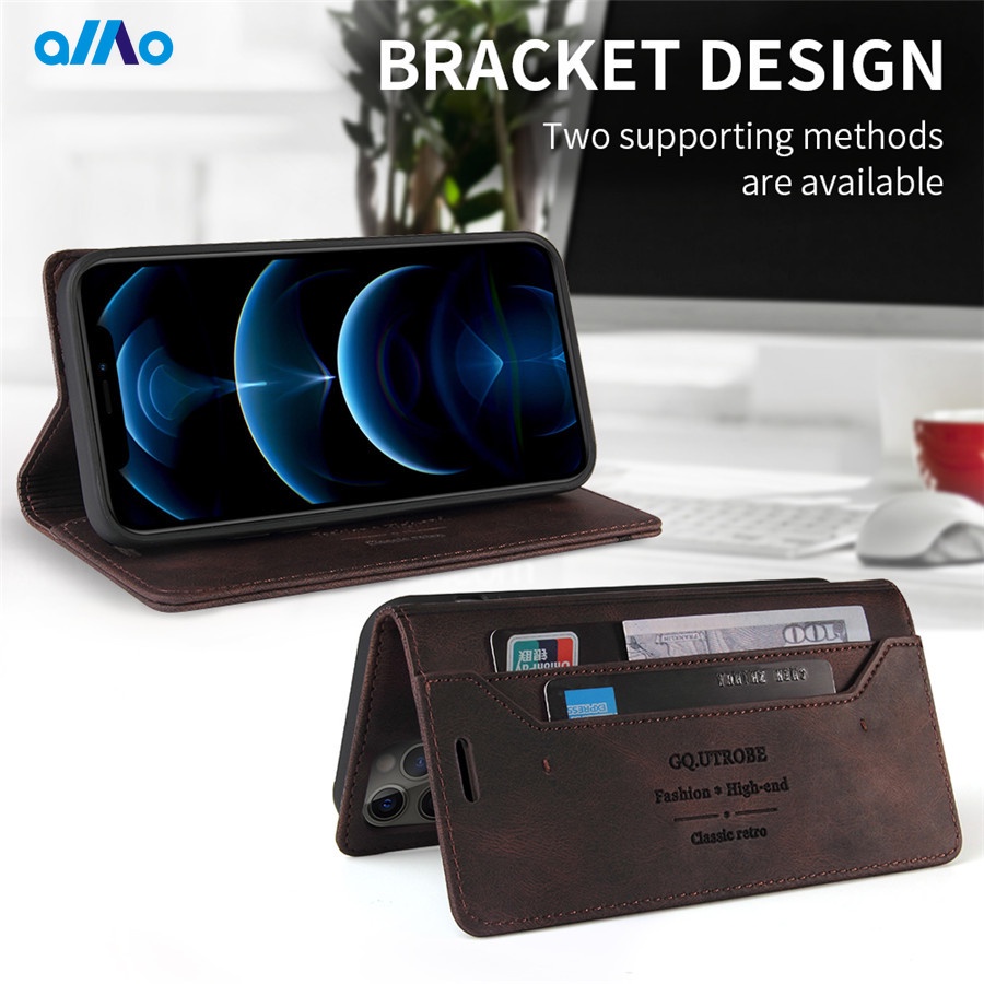 Bao da điện thoại nắp gập nam châm dạng ví retro cho Samsung Galaxy M32 2021 A05 M32 A12 A22 A32 4g 5g A52 A72 M32