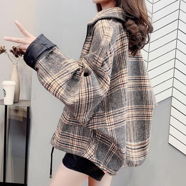 Áo khoác caro dáng rộng thời trang thu đông cho nữ Xxs/ S-3Xl 60-140