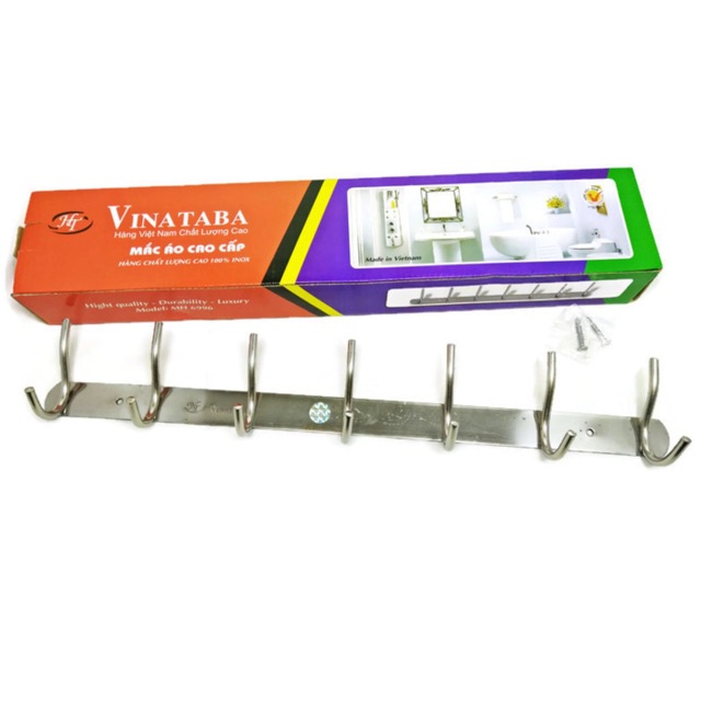 Móc Treo Quần Áo Inox Đóng Tường, Loại 7 Móc  KT: 50x 3 cm (Ảnh thật)