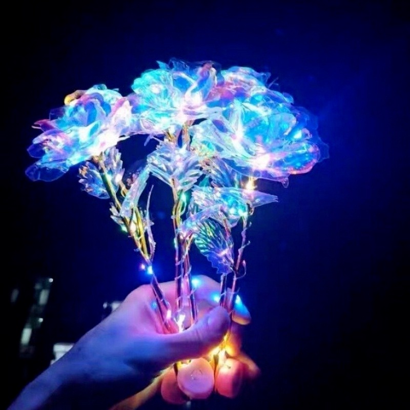 1 CÁI Vàng Lá Mỏng Mô Phỏng LED đầy Màu Sắc Hoa Hồng Phát Sáng Hoa Hồng Ngày Lễ Tình Nhân Hoa Món Quà Sáng Tạo Cho Bạn Gái