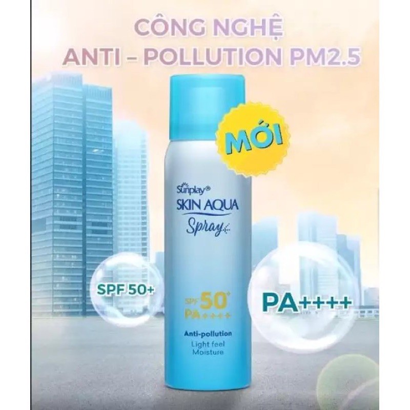 xịt chống nắng sunplay skin aqua spray..SPF50+PA++++ xịt cn kháng bụi. cấp nước khẩn cho da