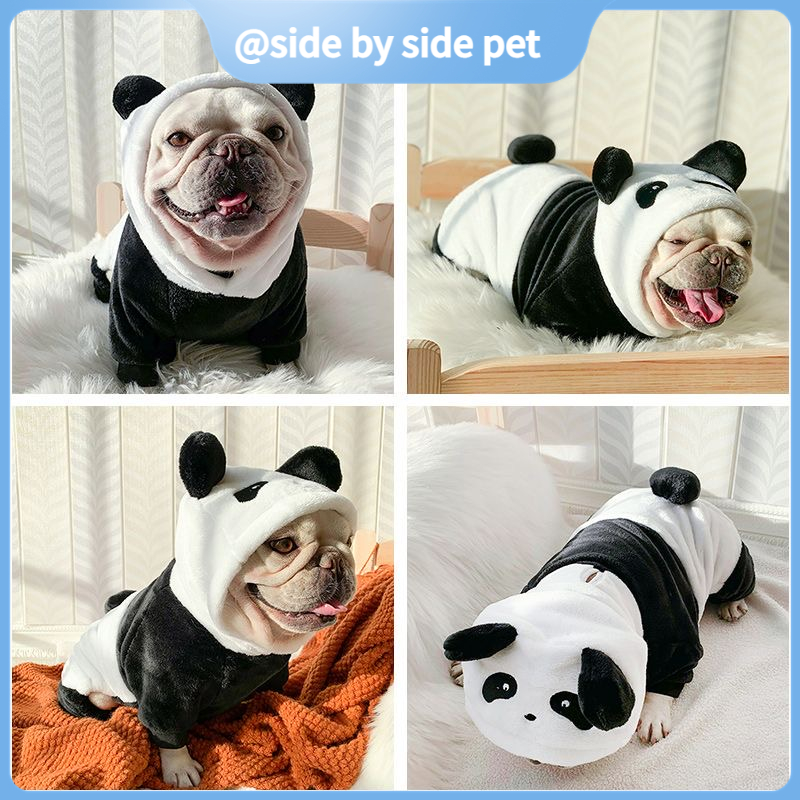 Elsabell. Thời tiết lạnh cho chó Hoodies dày mềm Polyester Cotton Thiết kế gấu trúc mùa đông Đồ ngủ ấm áp lớn vừa