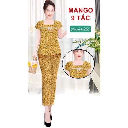 Đồ bộ nữ,đồ ngủ mặc nhà lửng 9 tấc vải lụa mango cao cấp BL 57 họa tiết hoa nhí siêu cưng size 45-65kg.