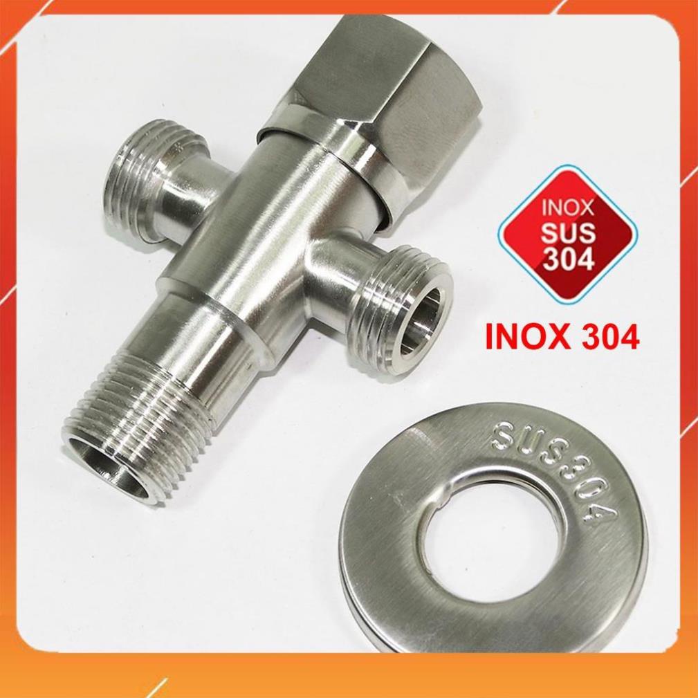 Van khóa chữ T INOX 304, T cầu ỐC chia nước cho bồn cầu và vòi xịt vệ sinh INOX SUS 304