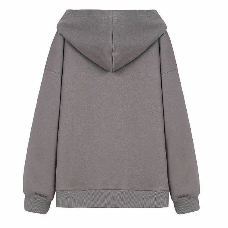 Áo Khoác Nỉ Hoodie Ghi Trơn Nữ [FREESHIP] 🌸 Jacket form rộng tay bồng, sweater mùa đông bánh bèo Ulzzang 🌸 | BigBuy360 - bigbuy360.vn