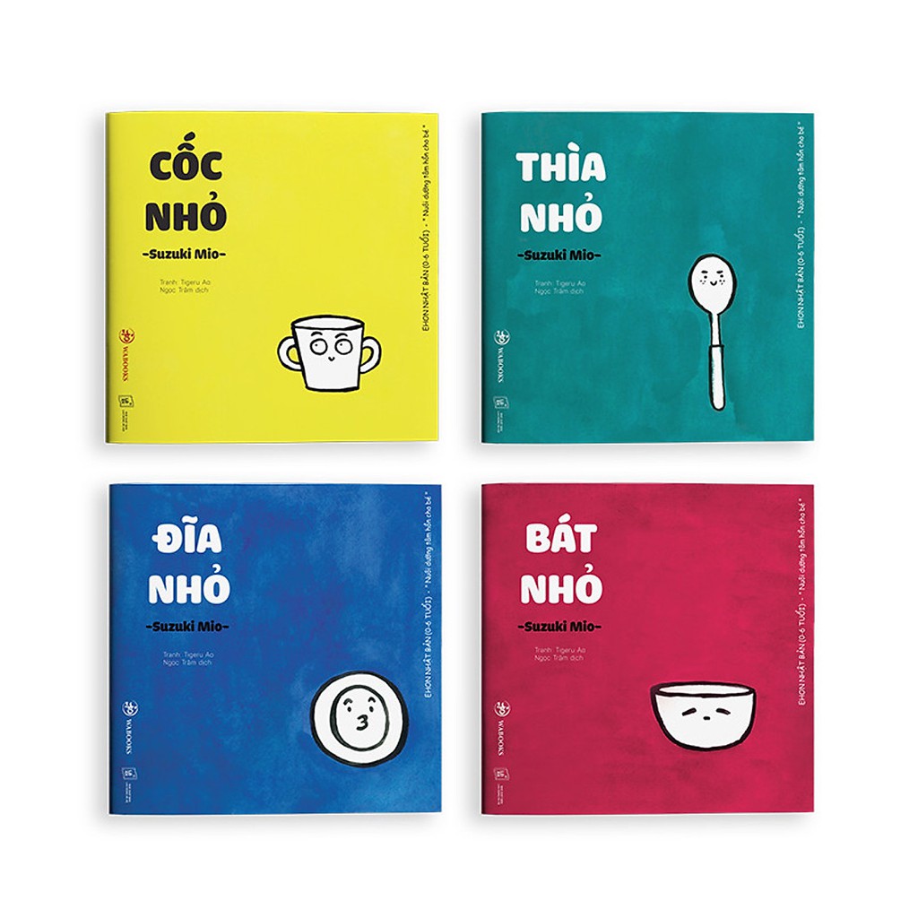 Sách - Combo 4 cuốn Ehon Đồ vật (Version 2) - Bát nhỏ - Cốc nhỏ - Đĩa nhỏ - Thìa nhỏ