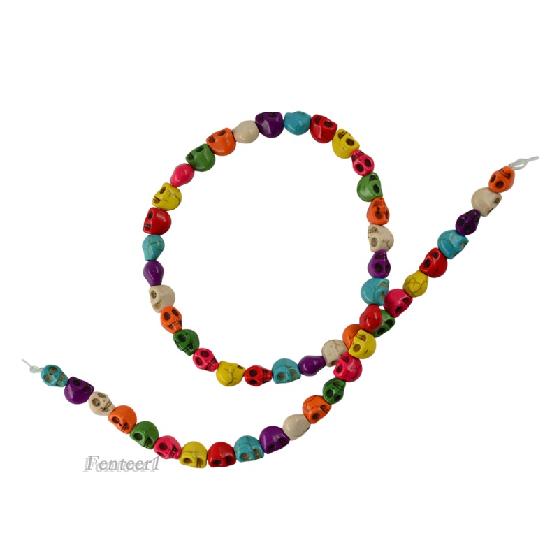 Set 1 / 52 Hạt Xỏ Lỗ Hình Đầu Lâu Nhiều Màu Sắc Dùng Để Làm Trang Sức Thủ Công