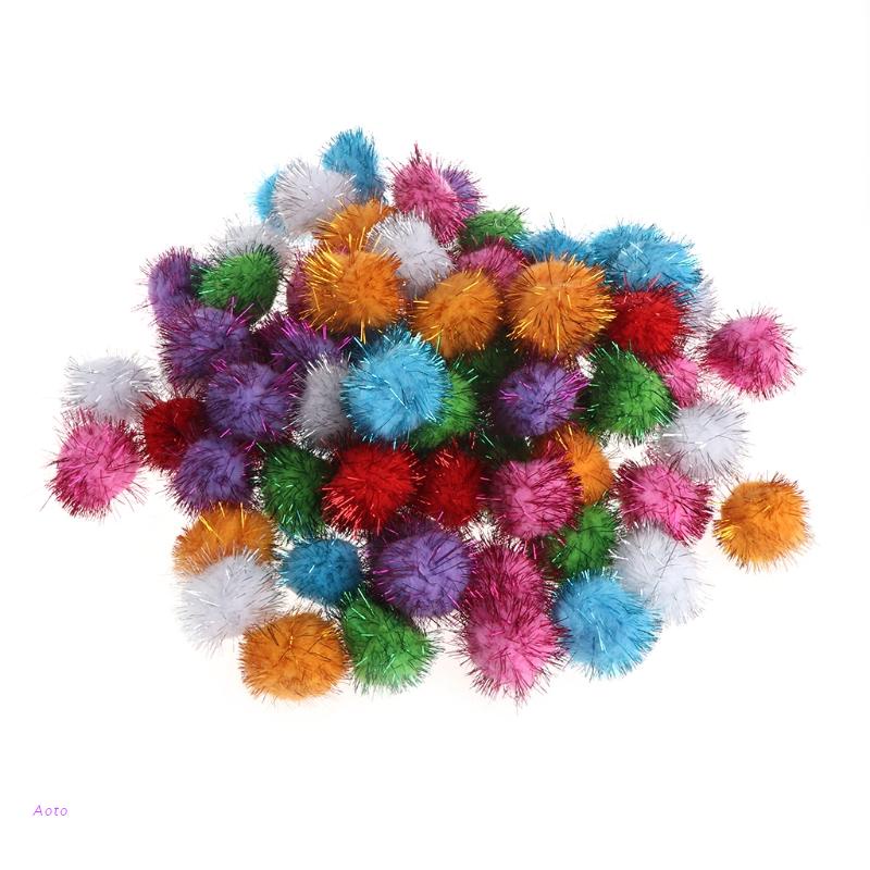 Set 70 quả cầu lông xù 3.5cm dùng làm đồ chơi cho mèo
