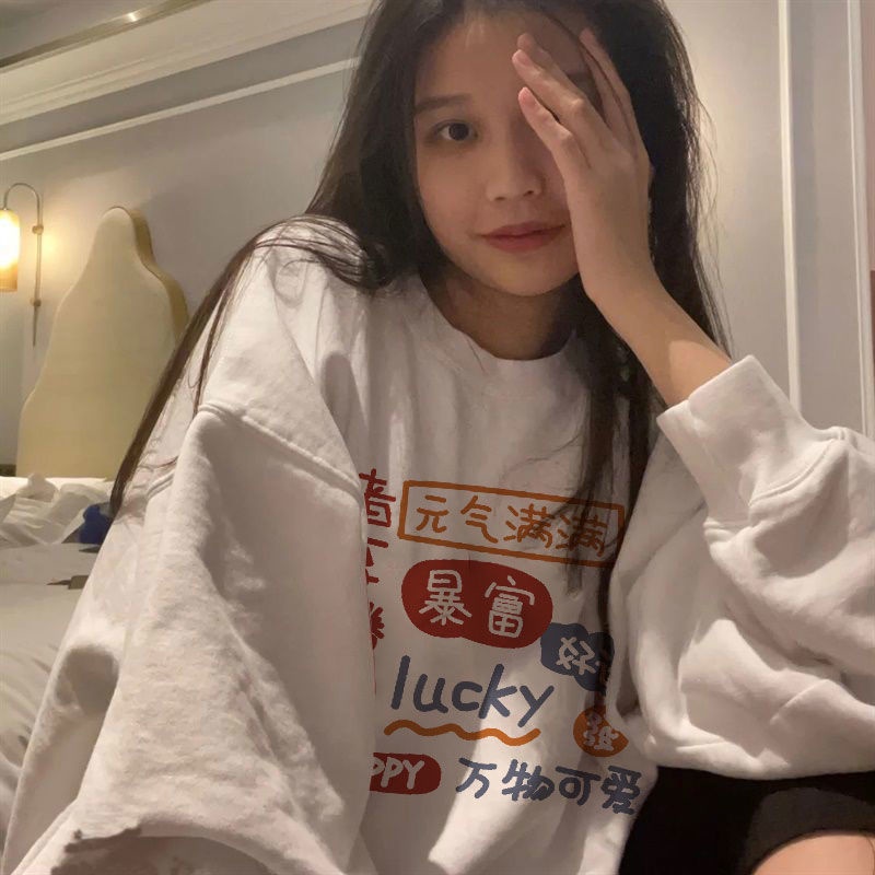 Áo Sweater Dài Tay Dáng Rộng Thời Trang Retro Hàn Quốc Dành Cho Nữ