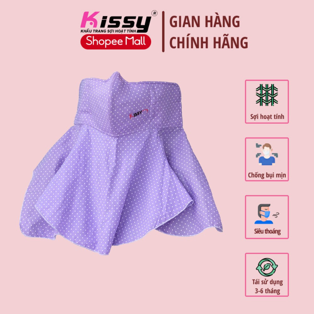 Khẩu trang Kissy cho nữ mẫu trùm nửa đầu chống nắng và bụi mịn hiệu quả chấm bi nhỏ, giao đúng mẫu