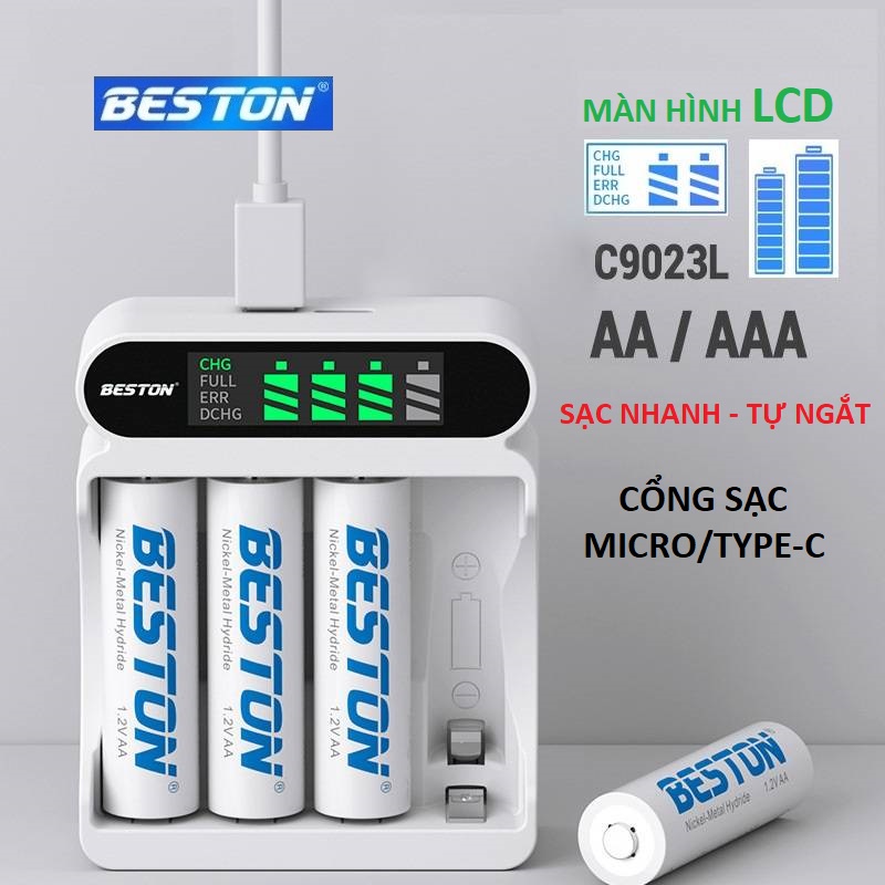 Bộ Sạc pin AA AAA Beston C9023L, có tính năng sạc nhanh, tự ngắt khi đầy