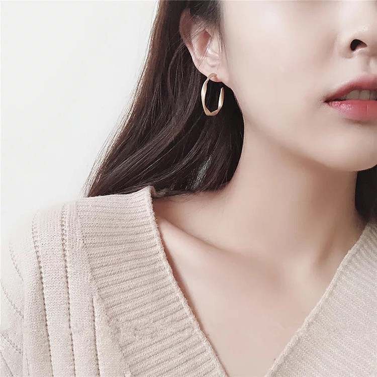 Khuyên Tai Kim Loại Bảng To Phong Cách Âu Mỹ A283