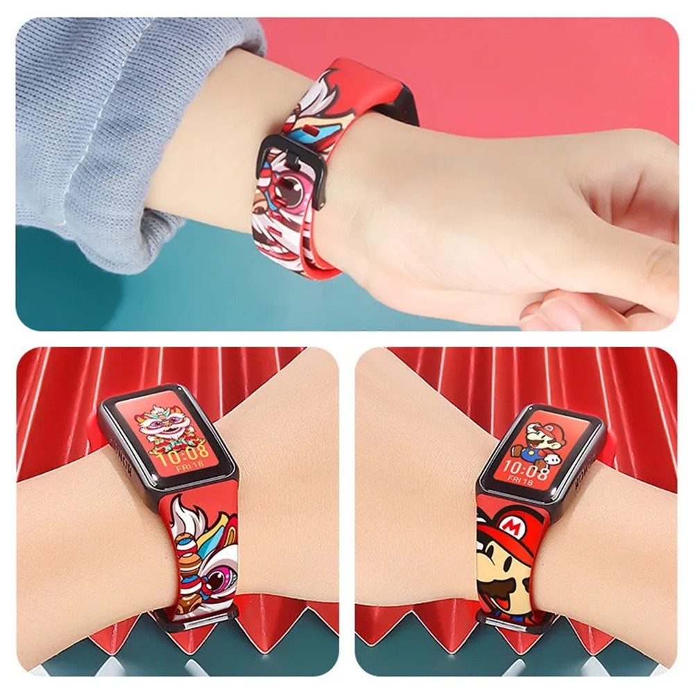 Dây đeo đồng hồ thông minh bằng silicon in họa tiết thời trang thay thế cho huawei band 6/honor band 6
