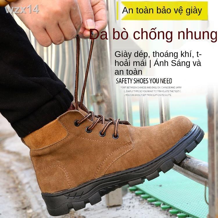 giày bảo hộ lao động nam mũi thép thoáng khí chống va đập và đâm xuyên thợ hàn điện bong tróc, trơn trượt , côn