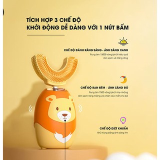 Máy đánh răng chữ U cho bé WK WTC-02, Bàn chải điện cho bé hình chữ U