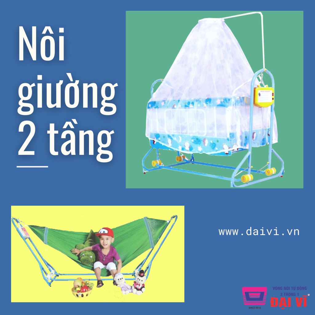 (Siêu RẺ) Nôi điện cao cấp Đại Vĩ - Nôi giường 2 tầng - Tặng kèm võng 🔔