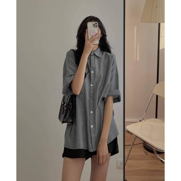 Áo sơ mi kẻ nữ form rộng phong cách Unisex CaMa Store SM 01 | BigBuy360 - bigbuy360.vn