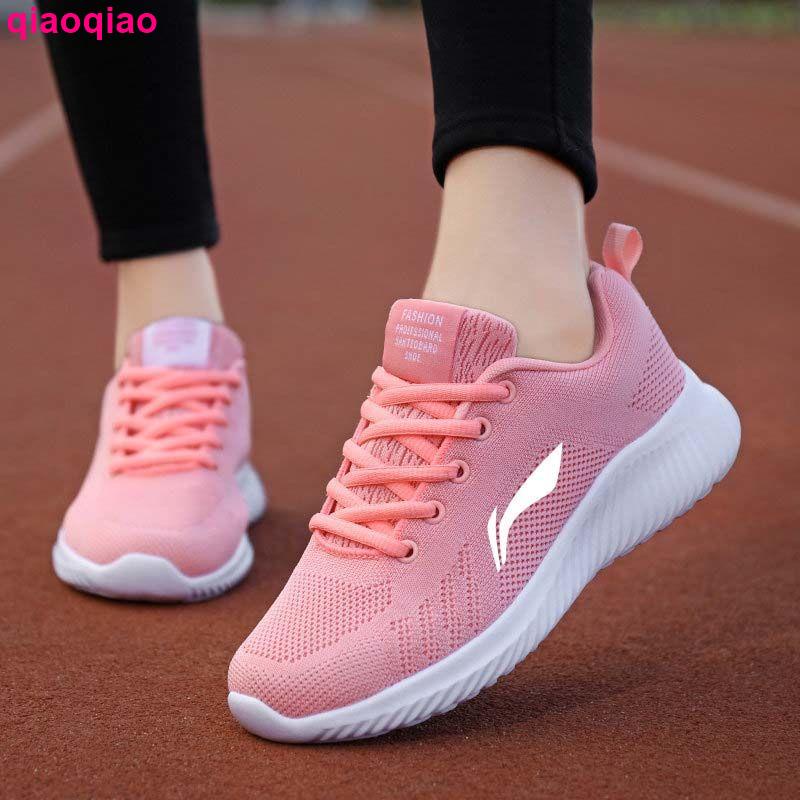 Li Ning Giày thể thao lưới thoáng khí thương hiệu thời trang thường ngày cho nữ