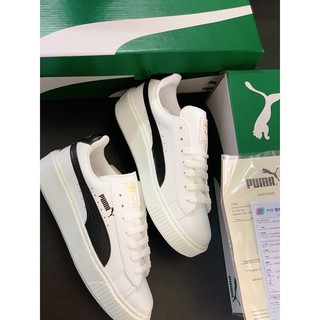 Giày puman màu trắng phản quang, đen trắng, trắng vàng