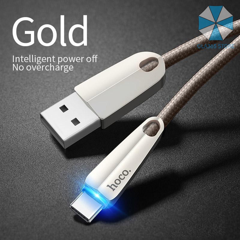 Cáp sạc nhanh USB Type-C tự ngắt khi đầy Hoco U35 cho điện thoại Android có đèn LED