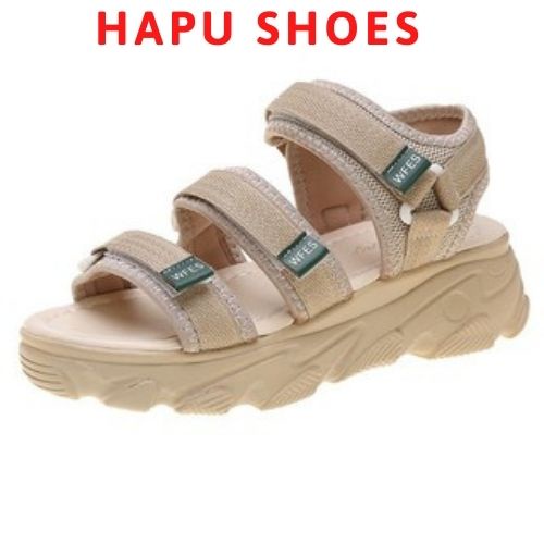 Dép Sandal nữ 3 quai đế bánh mì, dép quai hậu nữ quai dán